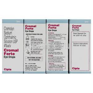 クロマル フォルテ 点眼薬, クロモグリク酸ナトリウム／塩化ベンザル配合, 4% 5 ml 点眼薬 (Cipla)