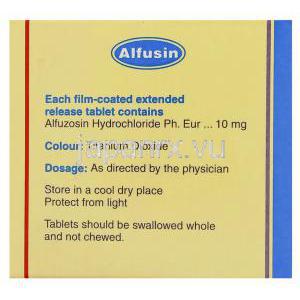 アルフゾシン, Alfusin, 10mg 錠 (Cipla) 成分