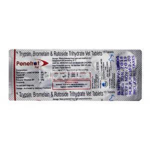 ペネトラット ペット, トリプシン48mg / ブロメライン90mg / ルトシド三水和物 100mg, 錠剤, シート情報