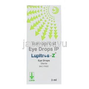 ルピトロス Z 点眼薬, トラボプロスト0.004% wv点眼薬 3mL, 製造元：Lupin, 箱表面