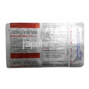 ヌカルニット, レボカルニチン 330mg, 製造元：Emcure Pharma, シート情報