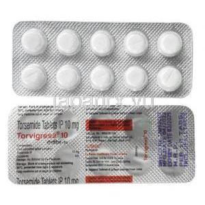 トルビグレス 10, トラセミド 10mg, 製造元：La Renon Healthcare, シート表面, シート裏面