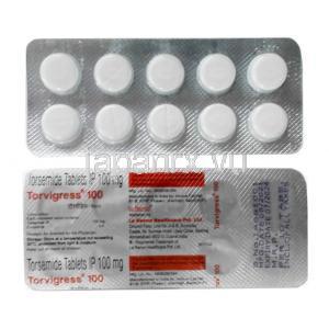 トルビグレス 100（新包装）, トラセミド 100mg, 製造元：La Renon Healthcare, シート表面, シート裏面