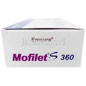 モフィレット S, ミコフェノール酸モフェチル 360 mg, 製造元：Emcure Pharma, 箱側面-2