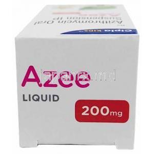 アジー内服液, アジスロマイシン 200 mg( 5 mL あたり), 内服液 15mL, 箱上面