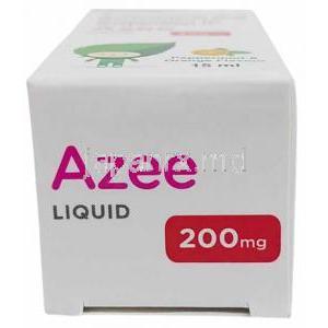 アジー内服液, アジスロマイシン 200 mg( 5 mL あたり), 内服液 15mL, 箱底面