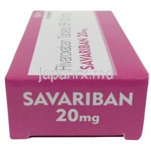 サバリバン, リバロキサバン 20 mg, 製造元：Sava  Healthcare, 箱側面