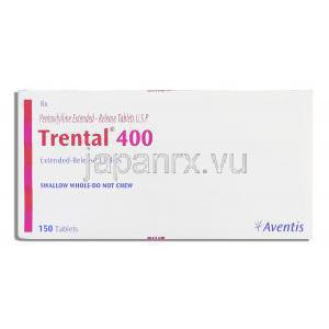 トレンタルER Trental ER, ペントキシフィリン 400mg 錠 (Cipla) 箱